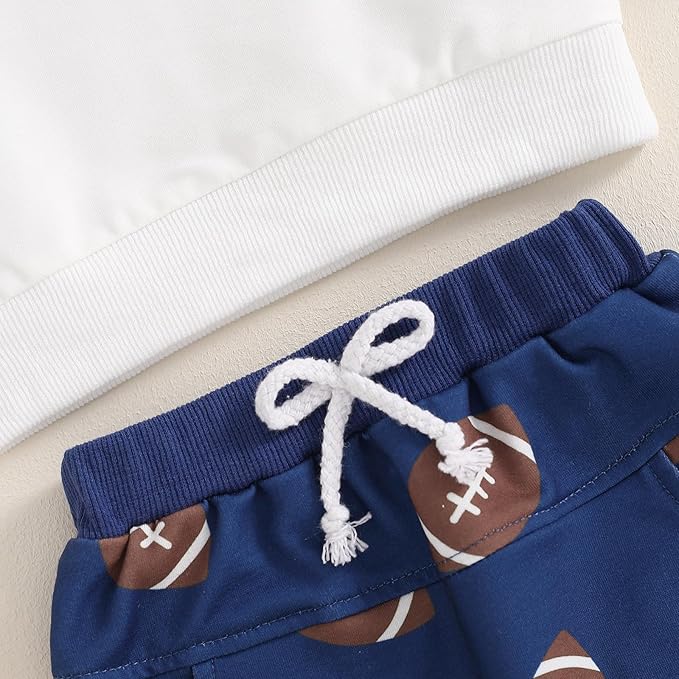 Baby Boy Fall Clothes Set Long Sleeve Football Print Sweatshirt Pants Toddler Infant Outfits 6 12 18 24 Months 2T