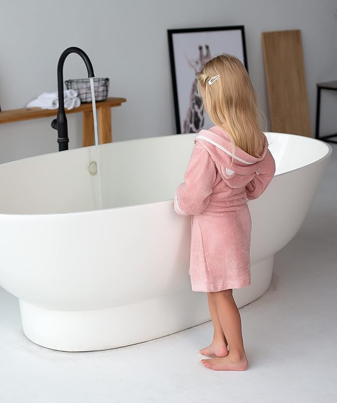 Premium Soft Toddler Bathrobe - Rayon from Bamboo Toddler Robe with Hood - Kids Boys & Girls Robe