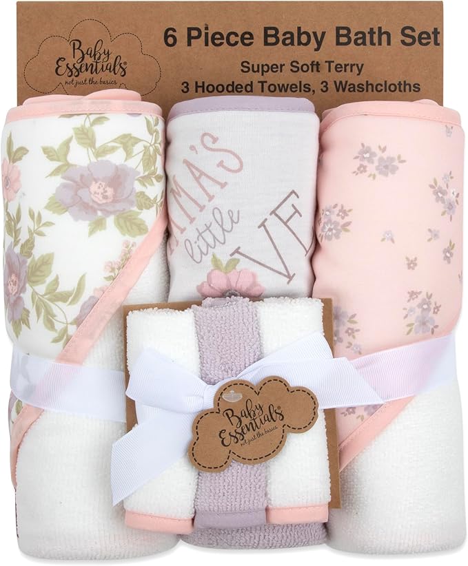 Hooded Baby Bath Towel and Washcloth 6 Piece Set for Newborns, Infants & Toddlers, Boys & Girls Baby Hooded Towels Set
