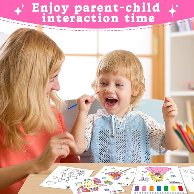 SOCOLER Paint with Water Coloring Books for Toddlers, Princess Theme Mess Free Watercolor Painting Papers for Kids Water Color Paint Kit Art Craft Birthday Gift for Ages 1-3, 4-8