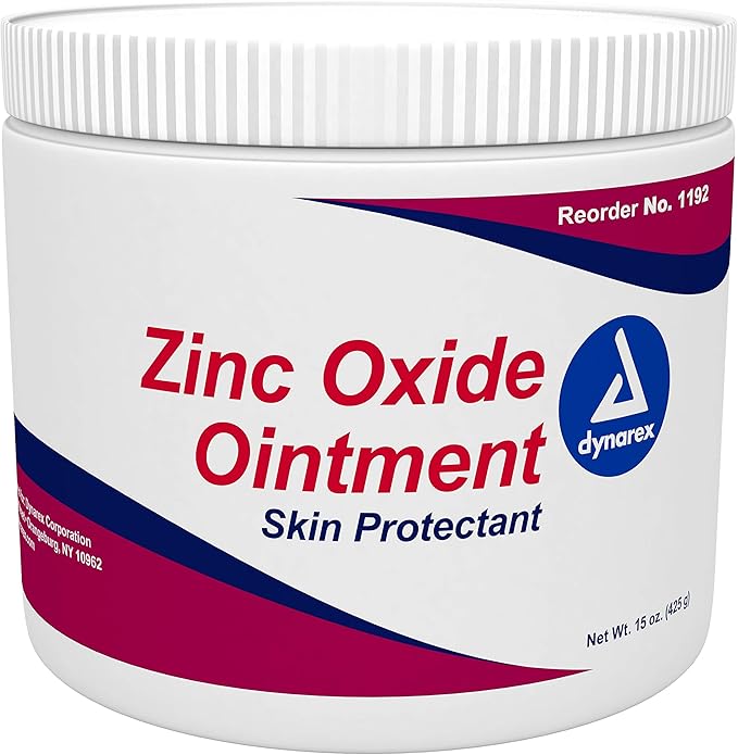 Dynarex Zinc Oxide Ointment, Soothes, Prevents, and Relieves Diaper Rash, Chaffed Skin, and Irritation, White, 1 Count - 15 oz. Jar of Ointment