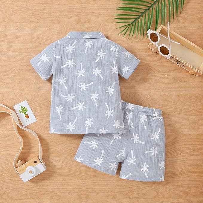Yvowming 0-4T Toddler Baby Boy Clothes Kids Summer Truck Print T Shirt Short Set with Pockets