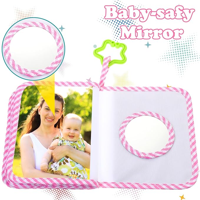 Baby Photo Album Holds 17 4x6 Pictures My First Soft Cloth Family Photo Book with Name Tag Stickers Fabric Kid Memory Keepsake Gift for Newborn Toddler Boy Girl Baby Shower(Dinosaur Eggs)