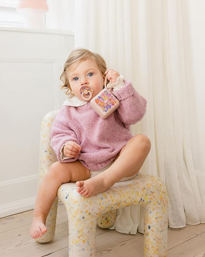 BIBS Liberty Soother 2-Pack, BPA Free Dummy Pacifier, Round Nipple. Natural Rubber Latex, Made in Denmark, Size 2 (6-18 Months), June Blossom Blush Mix