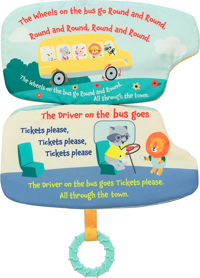 Baby Starters Magic Years On The Go Activity Book with Teether and Travel Strap, Wheels on The Bus, Yellow