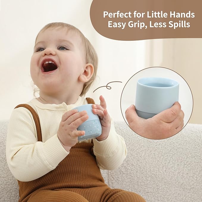 Moonkie Silicone Baby Cup 4 Months+ | Tiny Open Training Cup for Infants with Confetti Sprinkles | Baby-Led Weaning Essential | 2 oz (Ether, 1 Pack)