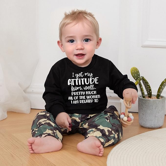 wdehow Toddler Kids Baby Boy Fall Outfits 1T 2T 3T 4T 5T Letter Print Long Sleeve Tops Camouflage Pants Winter Clothes Sets