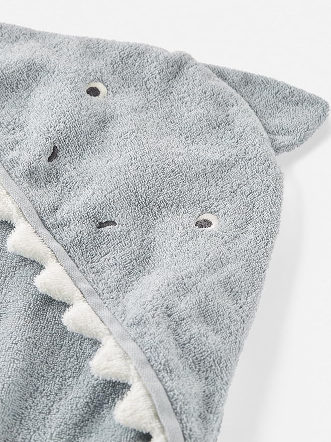 Little Planet by Carter's Unisex-Baby Organic Cotton Towel, Shark/Galaxy Grey, OSZ