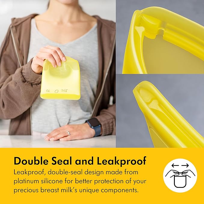 Medela Reusable Breast Milk Storage Bags with Wide Opening and Double-Seal Design, One-Piece, Fridge and Freezer Storable, 220 ml, 500 Uses