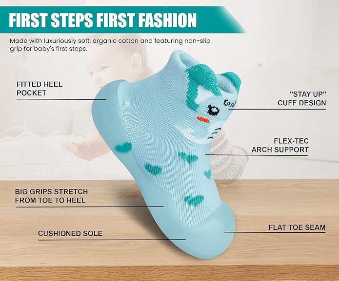 Baby Sock Shoes Boys Girls First Walking Shoes Non-Slip Slippers Soft Sole Sneakers Toddler Infant Babygirl