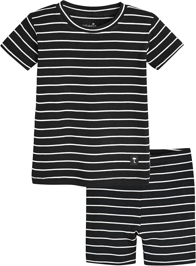 moimoln Stripe Pajamas Set 12M-8Y Ribbed Unisex Baby & Toddler, Soft Viscose, Snug-Fit, Everyday Sleepwear