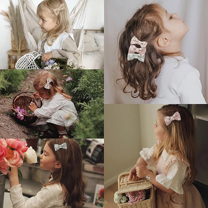 20 Pcs Hair Clips for Girls with Bows Holder Flower,2" Fully Lined Alligator Clips and Barrettes,Handmade Hair Accessories for Baby Toddler Young Kids School Age Girls Gifts