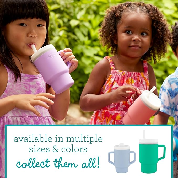 Infantino My 1st Tiny Tumbler, Silicone Sippy Cup with Straw & Handle, Spill-Resistant Baby Cup for On-the-Go, BPA-Free Transition Cup, Clarity