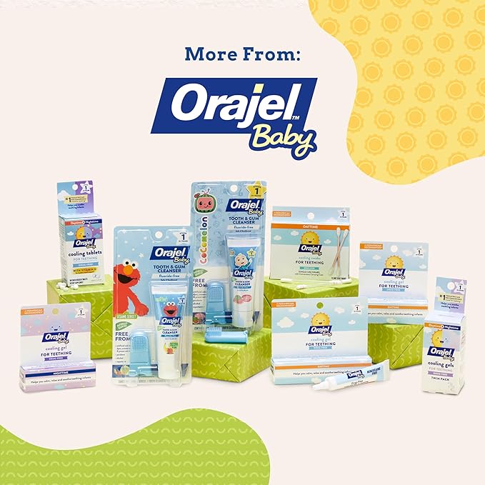 Orajel Baby Daytime Cooling Gel for Teething, Drug-Free, #1 Pediatrician Recommended Brand for Teething*, One .33oz Tube