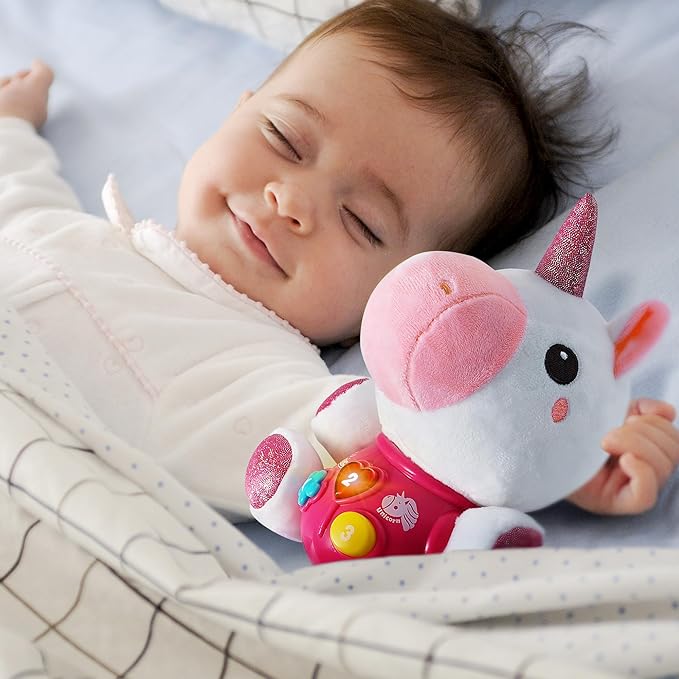 iPlay, iLearn Baby Unicorn Musical Toys, Newborn Girls Gift, Soft Unicorn Plush Stuffed Animal, Infant Light Music Time, 1st Valentine's Easter Stuffer for 0 1 2 3 6 9 12 18 Month 1-3 Yrs Toddlers
