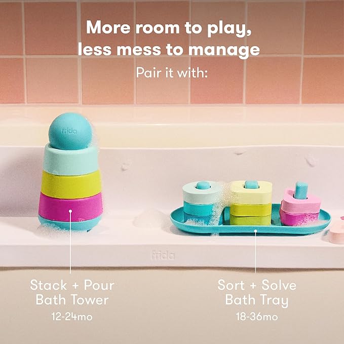 Frida Baby Splash Bathtub Shelf Allows Kids to Splash with No Mess, Shelf Barrier Prevents Water from Escaping Out of The Tub, Extend & Use As Surface to Play On, Attaches to Tubs & Folds to Put Away