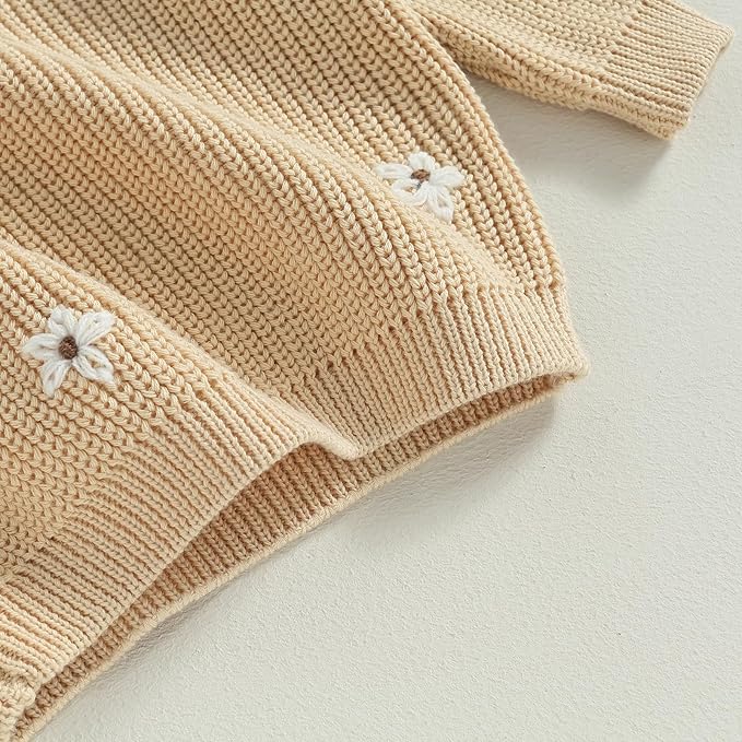 Mubineo Baby Girl Winter Clothes Cute Flower Sweater Crewneck Pullover Long Sleeve Knit Newborn Infant Sweaters