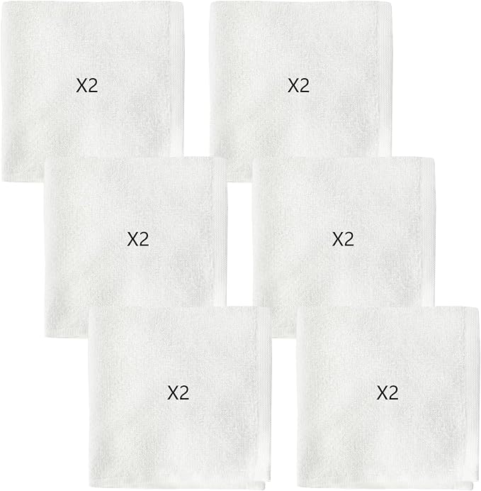 12 Pack Baby Washcloths Bulk for Newborn, Extra Soft Face Bath Towel for Infant Toddler, Absorbent Kids Wash Rag for Body Hand, 70% Rayon Derived from Bamboo, 30% Terry Cotton, 10”x10”, White