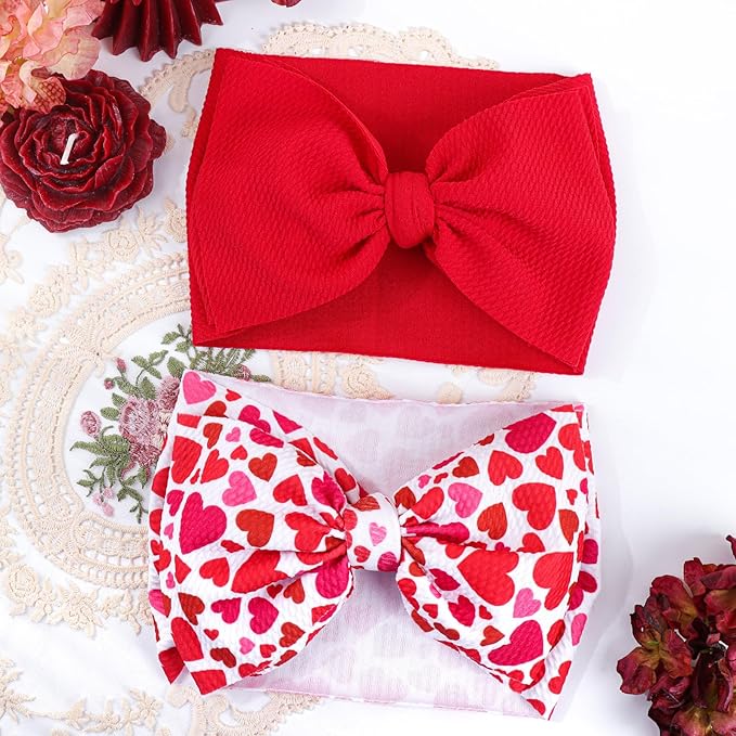 YanJie Baby Girls Big Bows Headbands 2 Pack (Red) 4-18 Months