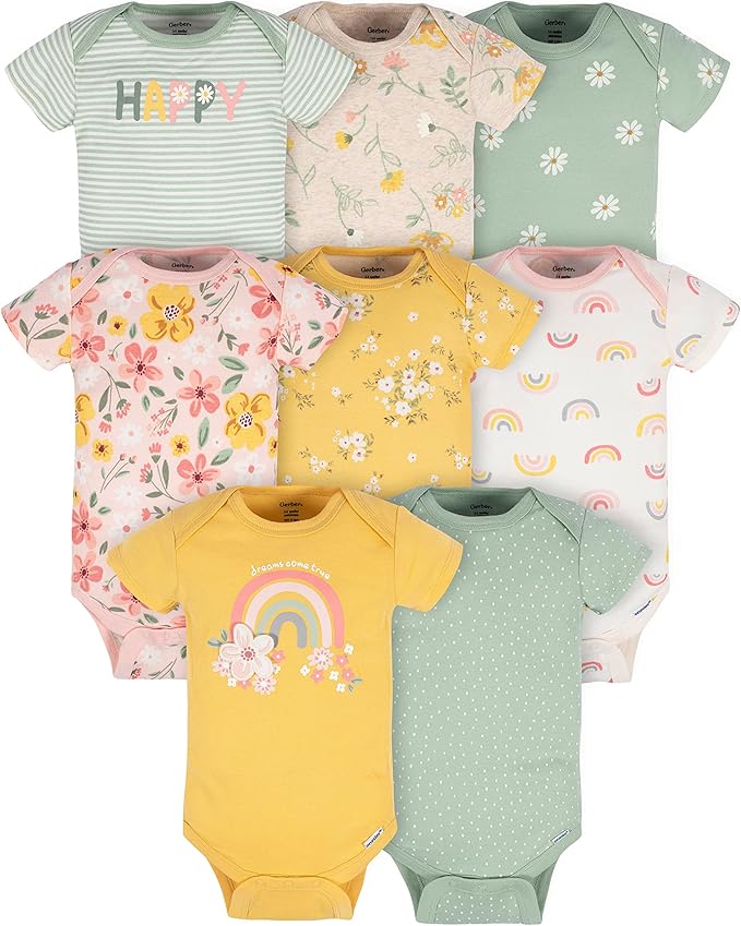 Gerber baby-girls 8-pack Short Sleeve Onesies Bodysuits