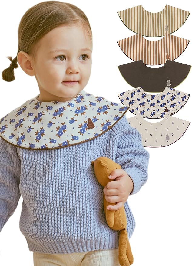 Konny Baby Bibs 3/5/7-Pack Set, 360 ° Rotate, Soft and Absorbent Bandana Drooling for Boys Girls baby Essentials