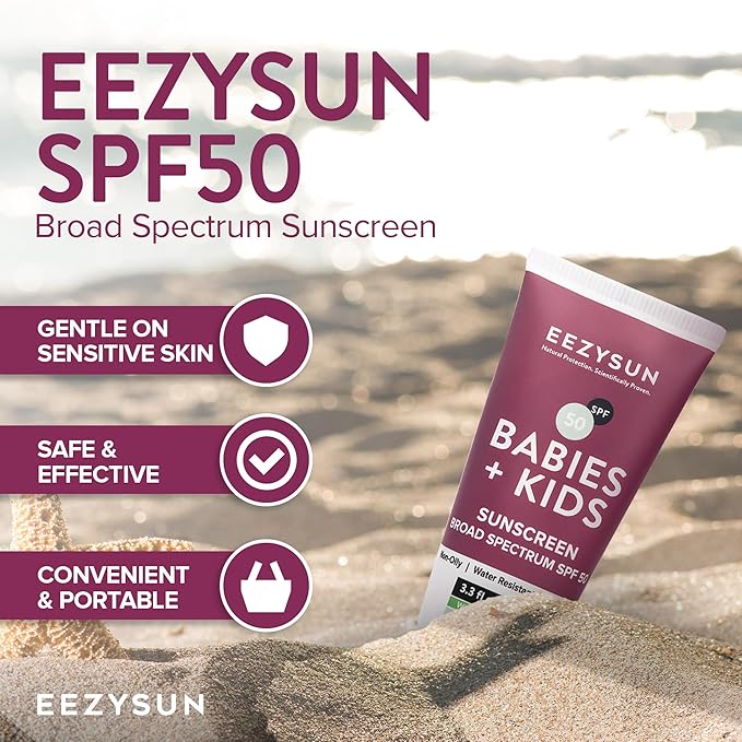 SPF 50 Mineral Sunscreen for Kids & Babies - Non-Greasy, Water Resistant, Gentle for Sensitive Skin Baby Sunscreen with Aloe Vera - Cruelty-Free - Sun Protection for Face & Body - 3.3 fl oz