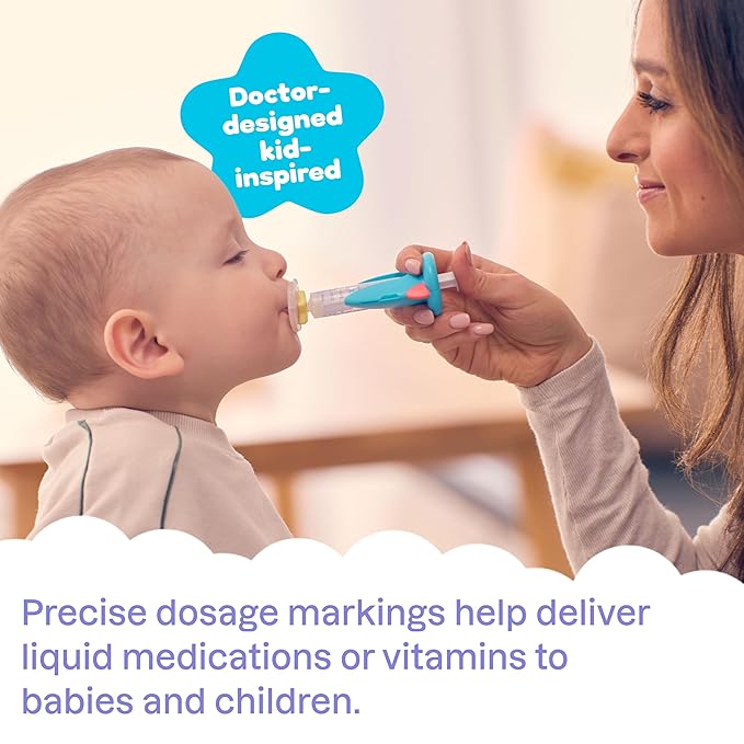 Medicine Dispenser, Rocket - Liquid Medication Syringe for Newborns, Infants, Babies & Toddlers - Baby Medicine Kit with Pacifier Attachment for Accurate Dosing