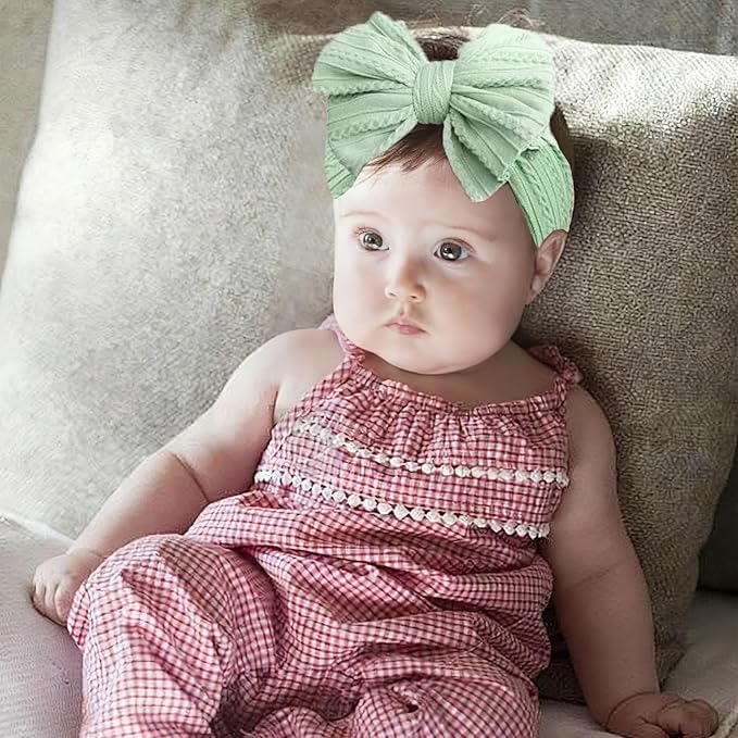 Baby Bows Headbands Soft Nylon Handmade Hair Accessories for Newborn Infant Toddler Kids (6 Mixed Brown, Large)