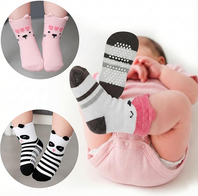Organic Cotton Baby Socks 0-6 Months Soft for Infants Breathable, Newborn Socks Girls boys Animal Design