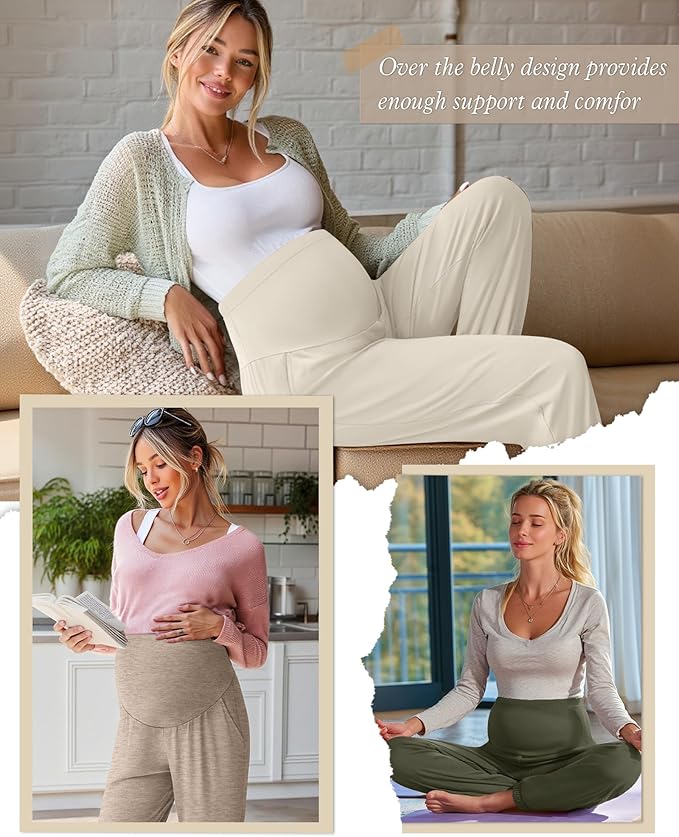 3 Pack Women's Maternity Pants Maternity Jogger Sweatpants Over The Belly Stretchy Pregnancy Pants with Pockets