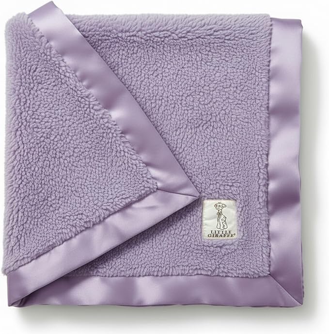 Little Giraffe Chenille Baby Blanket – 29x35” Soft Chenille with Satin Trim, Lavender | Ultra-Soft, Gentle & Safe, Lightweight & Breathable for Newborns & Toddlers