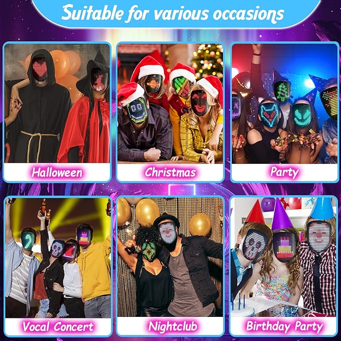 Led Mask Light up Mask with Gesture Sensing, Cool Glowing Toys Masks Great Gift for Halloween Christmas Costume Party