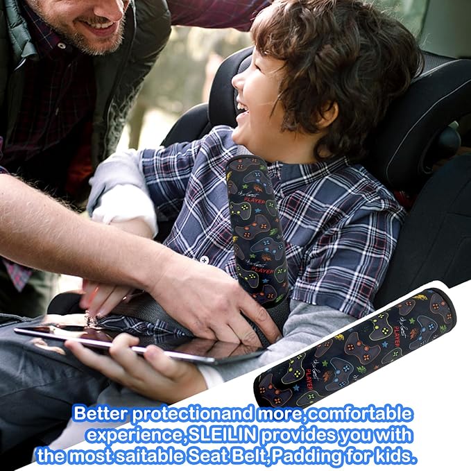 Seat Belt Cover for Kids, Seat Belt Pad for Boys Girls, Car Seat Straps Shoulder Pads for Kids, Kid's Seat Belt Cushion, Shoulder Strap Pad, 1 Piece （Game）