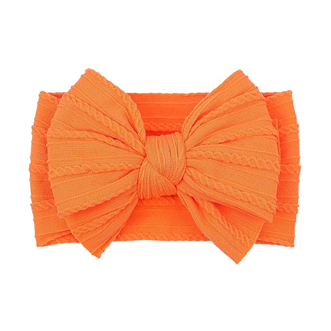LemonSpace Handmade Fall Baby Girls Bows Soft Stretchy Nylon Hair Bands Hair Accessories Baby headbands with Bows for Newborn Baby Girls Infant Toddlers Kids(Orange)