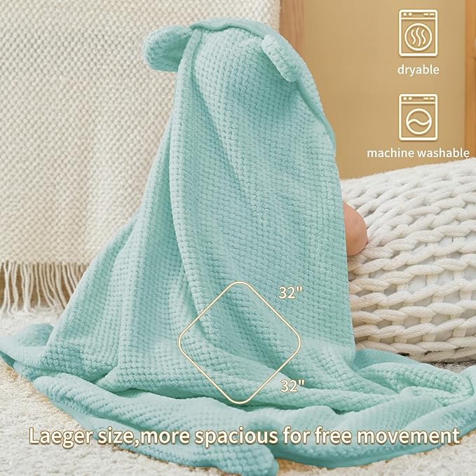 Baby Hooded Towel 2 Pack Bath Towels for Newborn with Animal Design Shower Essentials for Baby Girl Boy and Toddler (Green & Teal, Medium)