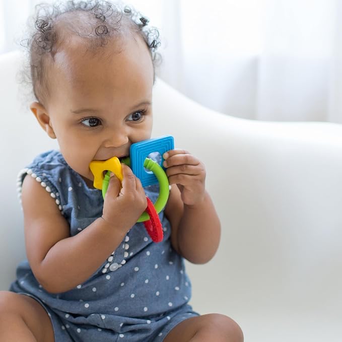 Dr. Brown's Learning Loop Baby Teether Ring, Multiple Shapes and Textures, 100% Silicone, BPA-Free, 3m+