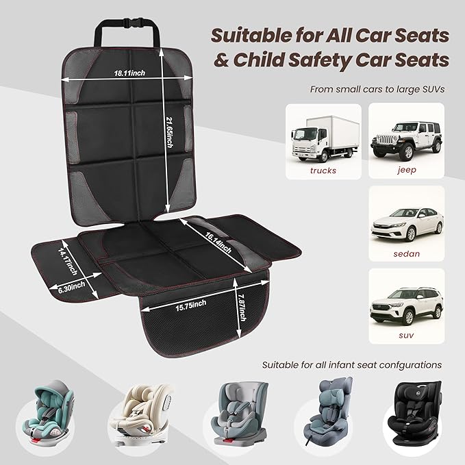 Extra-large Car Seat Protector for Child Car Seat Protector Under Baby Car Seat,Car seat Protector Car Seat Cover Universal Durable Waterproof for Dog Vehicles,Thick Pad,Anti Slip Backing- Full Cover