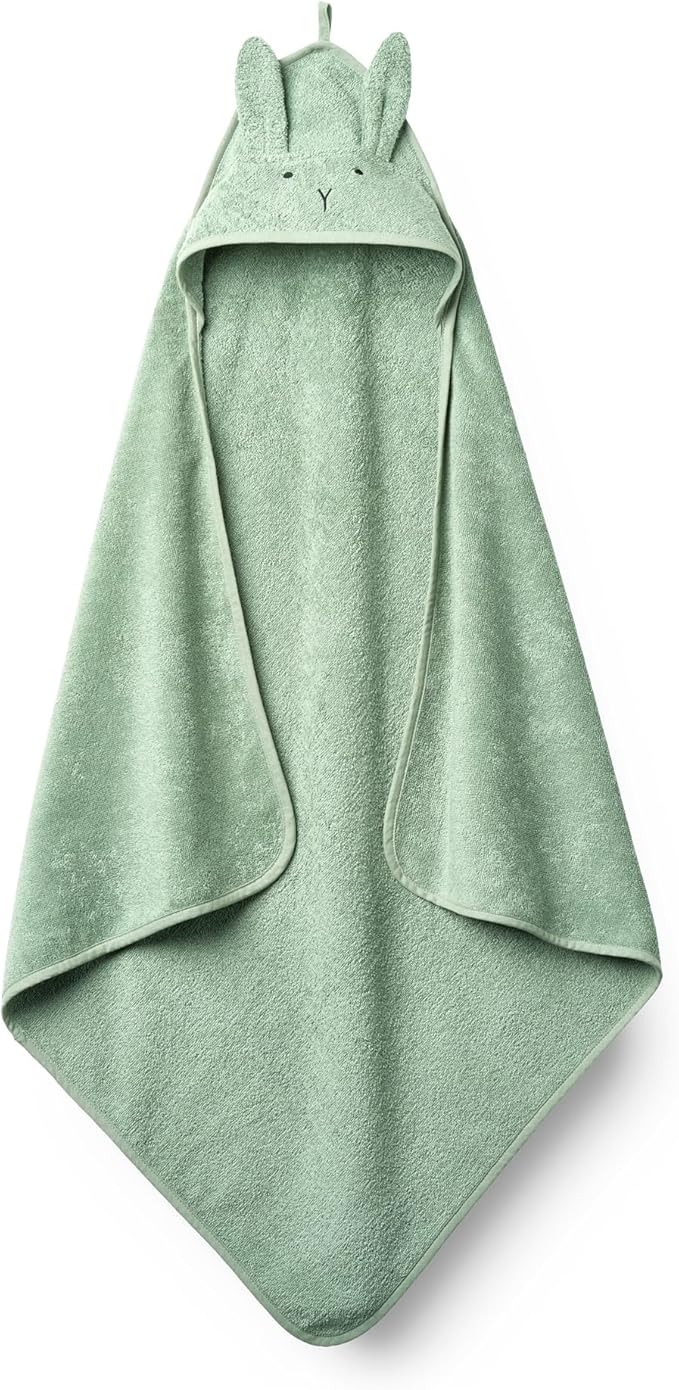 Baby Hooded Towel – Organic Cotton Baby Bath Towels – Baby Towels, Baby Bath Towels for Baby Boy, Baby Girl, 32" x 32" Super-Soft and Absorbent Baby Towels for Newborn (Rabbit Roman Green)