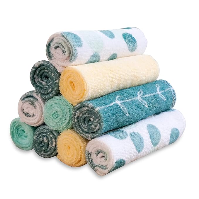 Spasilk Baby 10 Pack Soft Terry Bath Washcloth Wipes