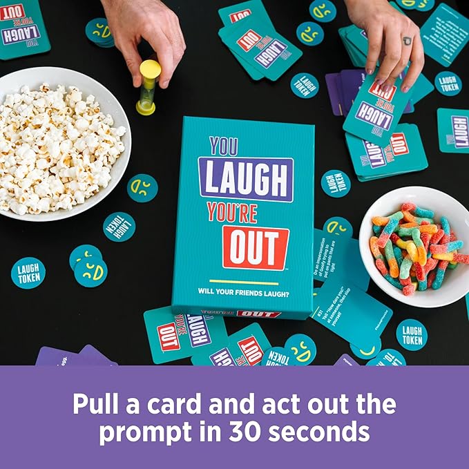 DSS Games You Laugh You're Out Game | Family Card Game for Adults, Kids & Teens | 125 Prompt Fun Cards for Game Nights & Parties Ages 14+
