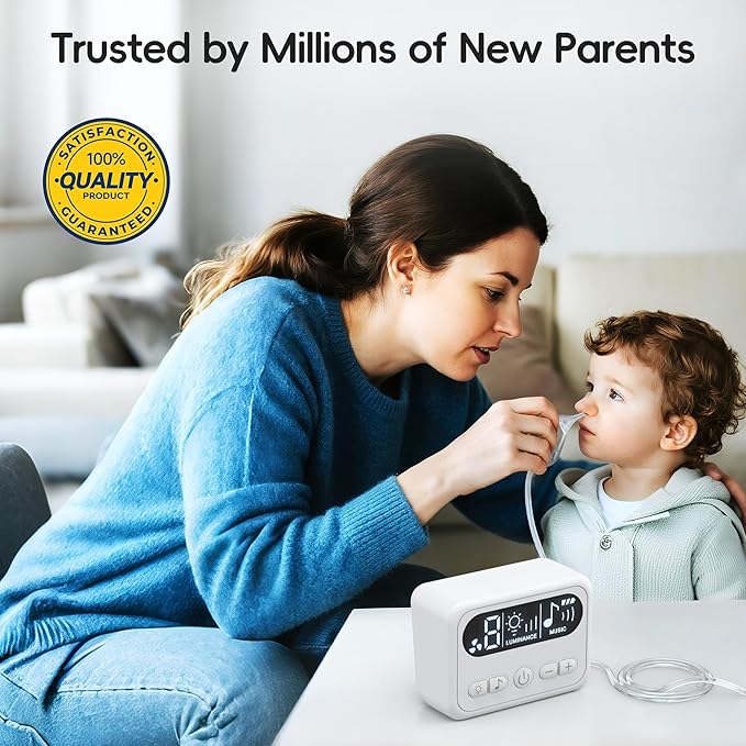 Nasal Aspirator for Baby, Electric Nose Sucker for Baby & Toddler, Congestion Relief with 3 Levels Suction,Soothing Light & Nursery Rhymes (Large B)