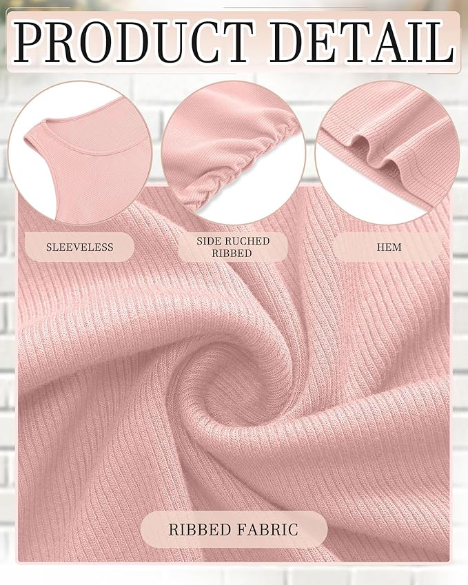 Riyiper 3 Pack Women's Maternity Tank Tops, Sleeveless Cotton Pregnancy Shirts Ribbed Knit Sides Ruched Basic Mama Clothes
