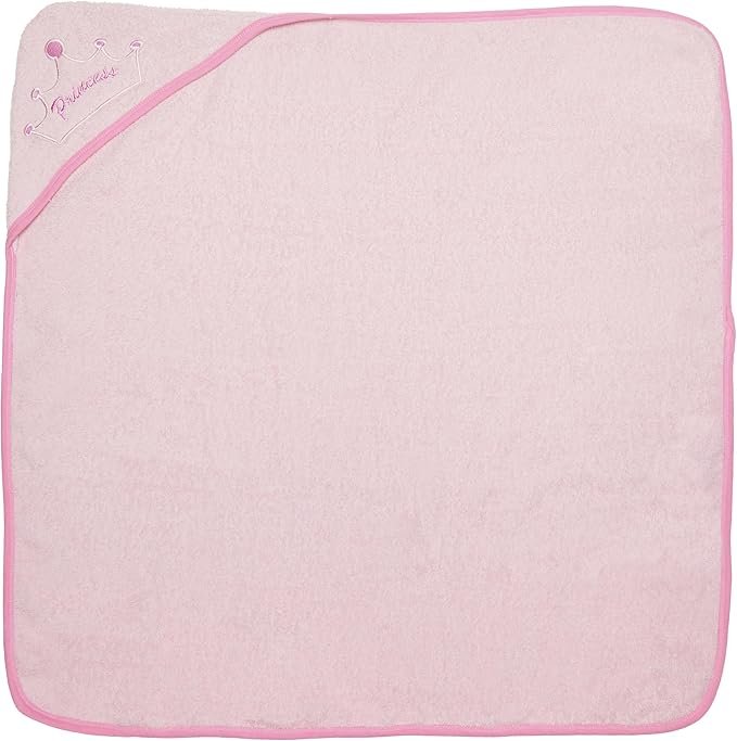 EVERYDAY KIDS Hooded Baby Toddler Bath Towel for Girls - 3D Pink Princess Towel with Crown; Soft and Absorbent Terry Cloth Hooded Towel for Young Kids; Baby Girl Bath Essential
