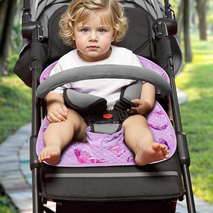 Babenest Car Seat Potty Protector Cover -Waterproof Carseat Training Liner for Baby &Toddler Shower Gift, Dry Piddle Pee Pad with Fun Designs for Strollers & Infant Car Seats (1pc, Butterfly-Purple)