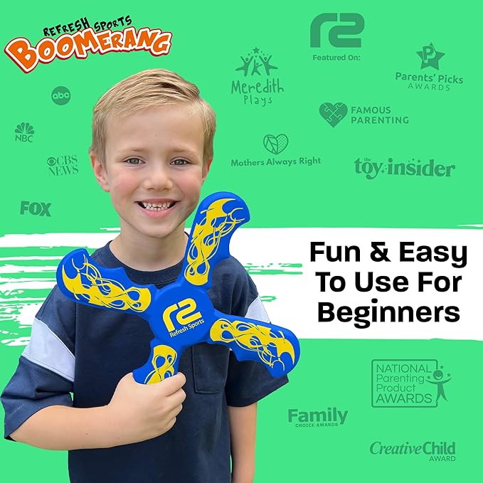 Fun Boomerang for Kids - Easter Basket Stuffers - Soft & Easy to Use - Best Gifts for 6 7 8 9 10 Year Old Boys & Girls + 2026 Top Toys for Boys Age 8-12 - Fun Outdoor Toy for Boys Girls Gift Ideas
