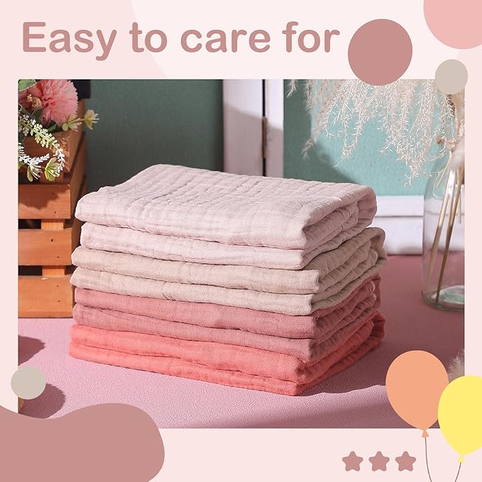 Peryiter 4 Pcs Muslin Hooded Baby Towels 32x32inch Cotton Newborn Bath Essentials Muslin Infant Blankets Absorbent Registry Baby Shower Present for Babies Girl Boy Kids (Beige Series)