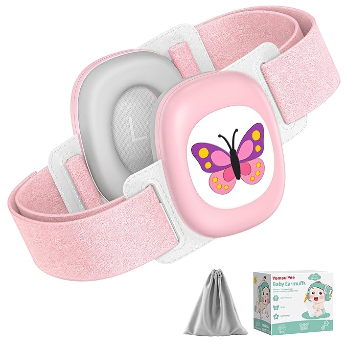 Baby Earmuffs,Baby Noise Cancelling Headphones with Butterfly Pattern, Infant Ear Protection for Toddler 0-48 Months,Infant Travel Essentials for Airplane/Improves Sleep