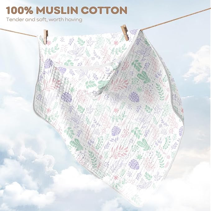Baby Bath Towels, 100% Muslin Cotton Hooded Baby Towels for Newborn, 2 Pack Baby Towels with Hood for Infant Toddler and Kids, Large 32x32Inch, Soft and Absorbent