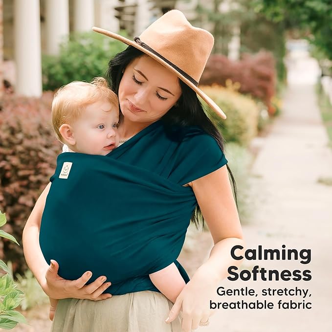 KeaBabies Baby Wrap Carrier - All in 1 Original Baby Carrier Newborn to Toddler Sling, Easy to Wear, Hands Free Bonding, Lightweight, Breathable Infant Wraps (Peacock Green)