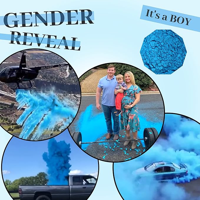 Color Blaze Baby Gender Reveal Color Powder Packets - 75 g Each - 10 Packs of Blue Colored Powder for Boy - For Car & Motorcycle Burnout, Exhaust, Color Toss, Photoshoot, Party & Festival - Blue